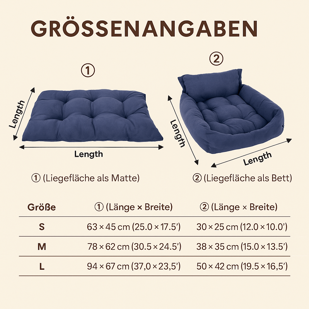 3 - in - 1 Hundebett – Kuscheln, Schlafen & Entspannen - Tiny Paws Boutique