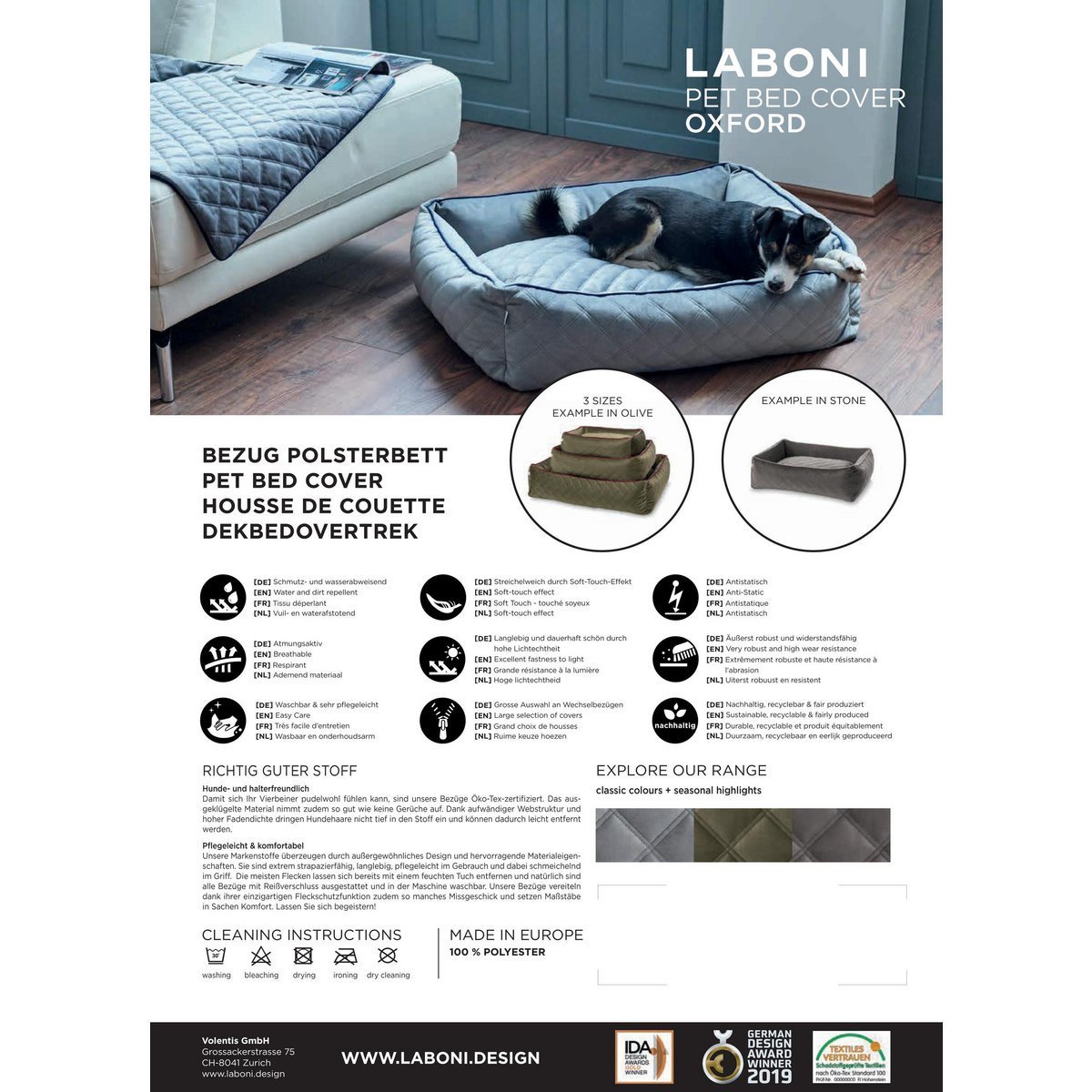 CLASSIC Hundebett - OXFORD TAUPE - Tiny Paws Boutique