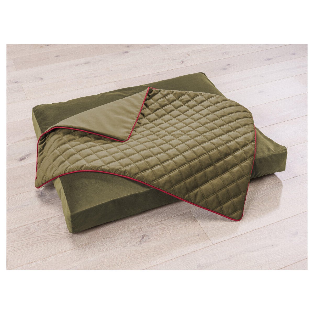 Decke OXFORD Olive - strapazierfähige Hundedecke in edler Samtoptik - Tiny Paws Boutique