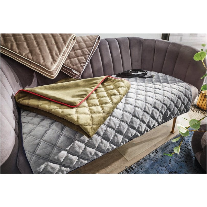 Decke OXFORD Taupe - strapazierfähige Hundedecke in edler Samtoptik - Tiny Paws Boutique