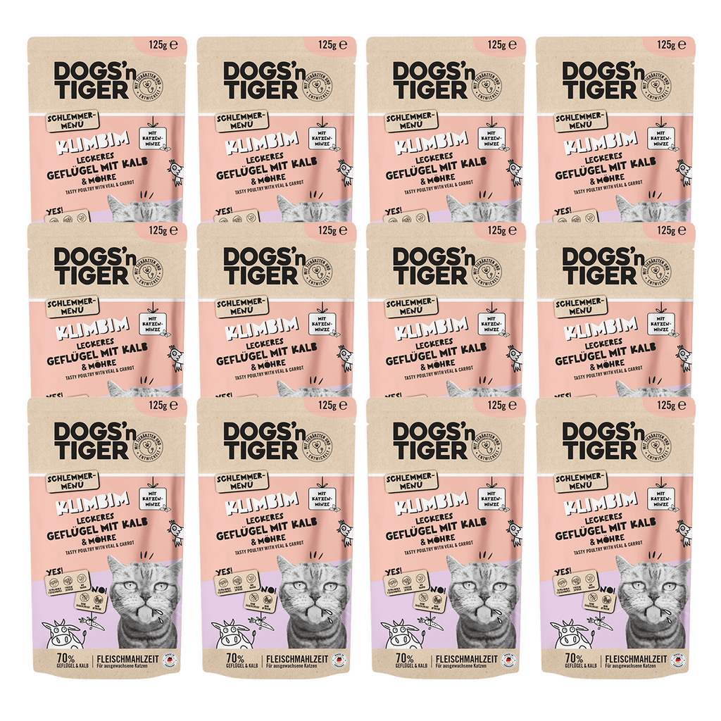 Dogs’n tiger adult cat food, climb, wet food for cats, grain - free, poultry, calf with carrot - Tiny Paws Boutique