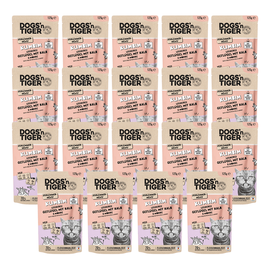 Dogs’n tiger adult cat food, climb, wet food for cats, grain - free, poultry, calf with carrot - Tiny Paws Boutique