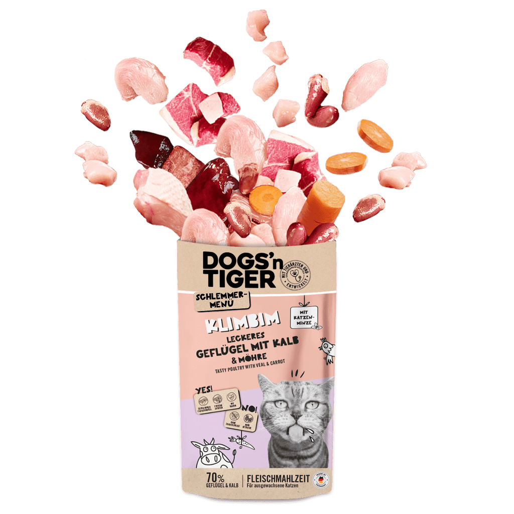 Dogs’n tiger adult cat food, climb, wet food for cats, grain - free, poultry, calf with carrot - Tiny Paws Boutique