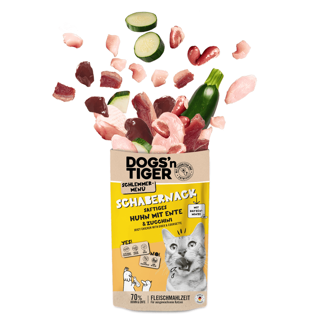 Dogs’n tiger adult cat food, scraper, wet food, grain - free, chicken, duck & zucchini - Tiny Paws Boutique