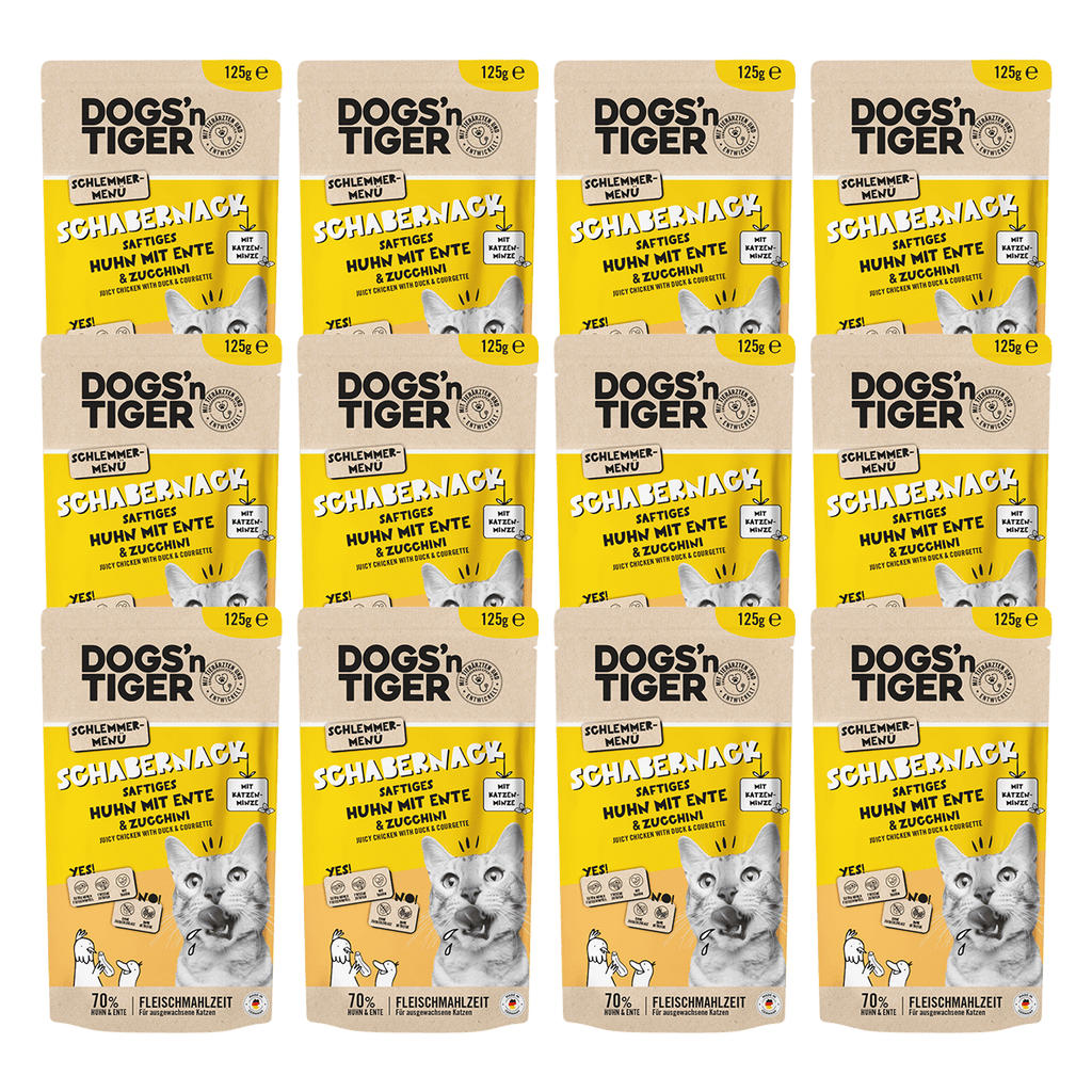 Dogs’n tiger adult cat food, scraper, wet food, grain - free, chicken, duck & zucchini - Tiny Paws Boutique