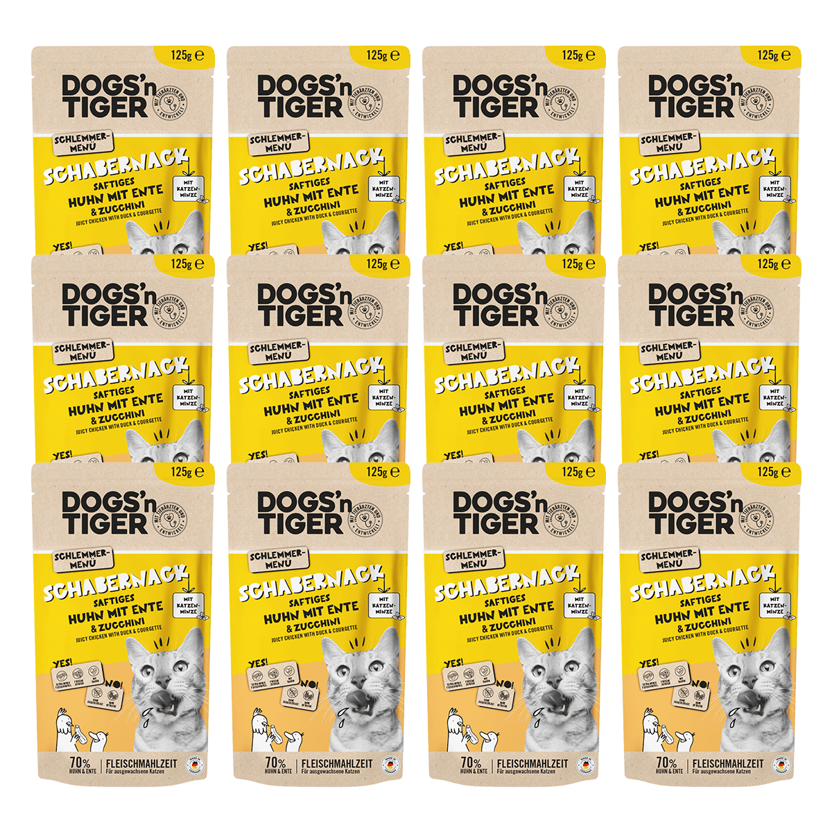 Dogs’n tiger adult cat food, scraper, wet food, grain - free, chicken, duck & zucchini - Tiny Paws Boutique