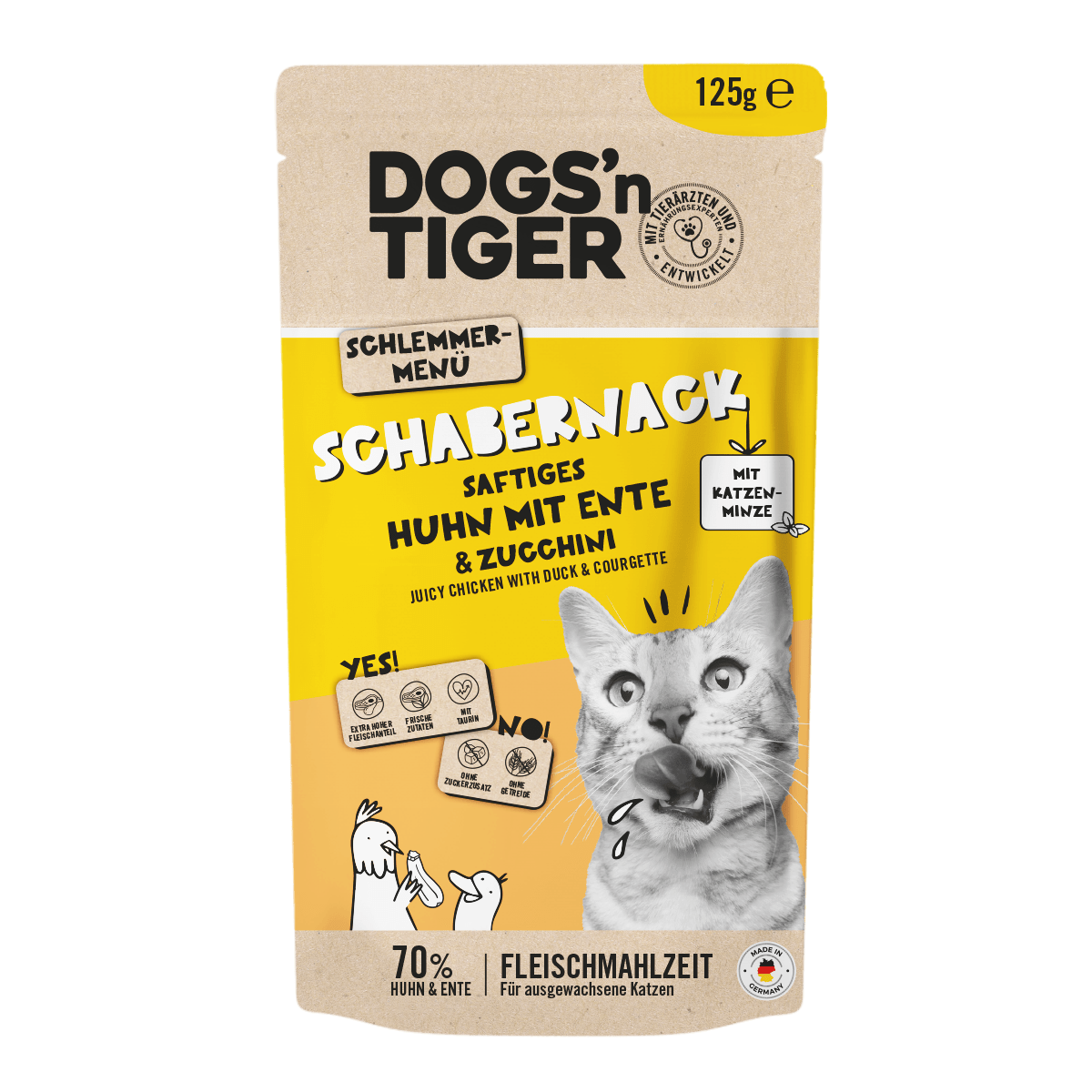Dogs’n tiger adult cat food, scraper, wet food, grain - free, chicken, duck & zucchini - Tiny Paws Boutique