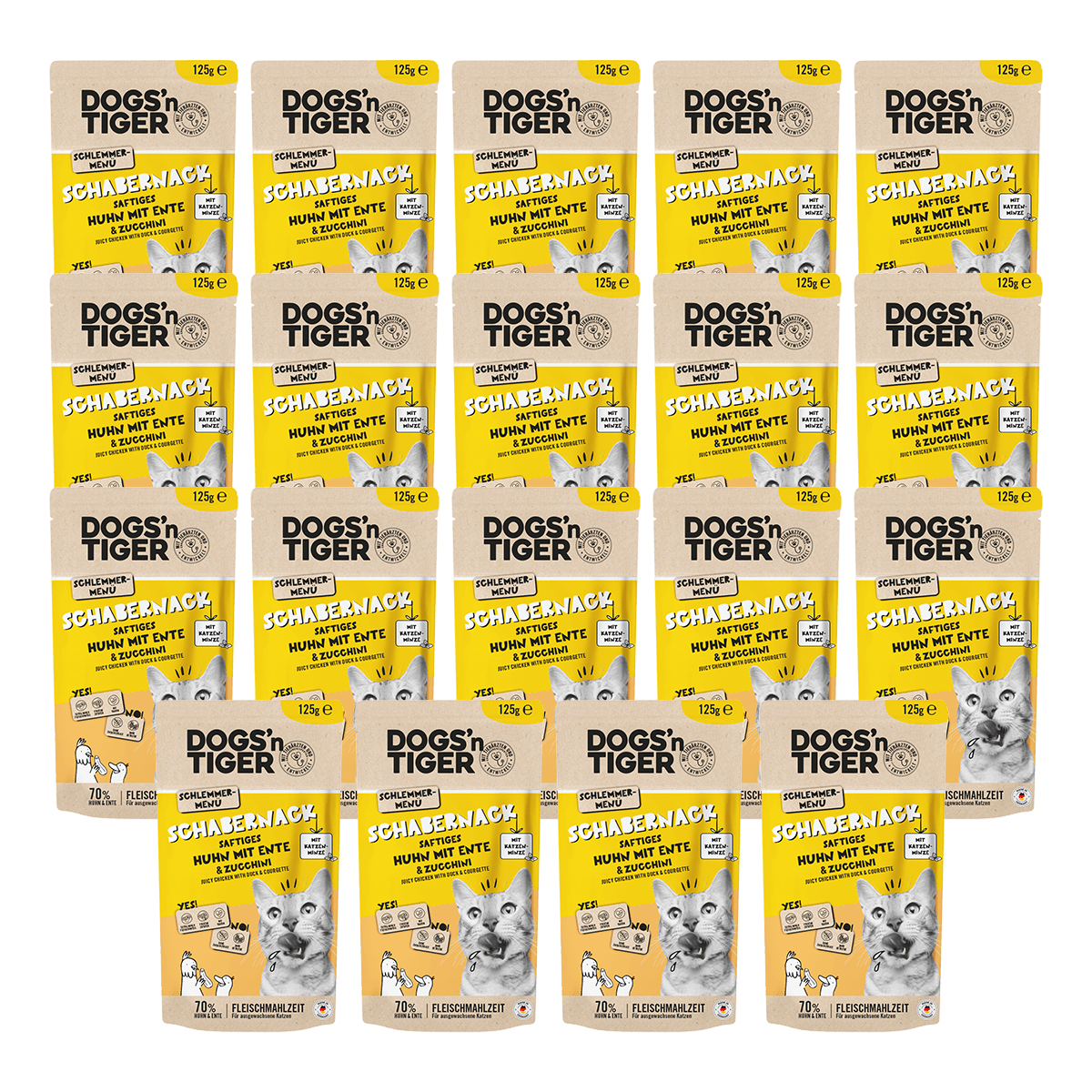 Dogs’n tiger adult cat food, scraper, wet food, grain - free, chicken, duck & zucchini - Tiny Paws Boutique