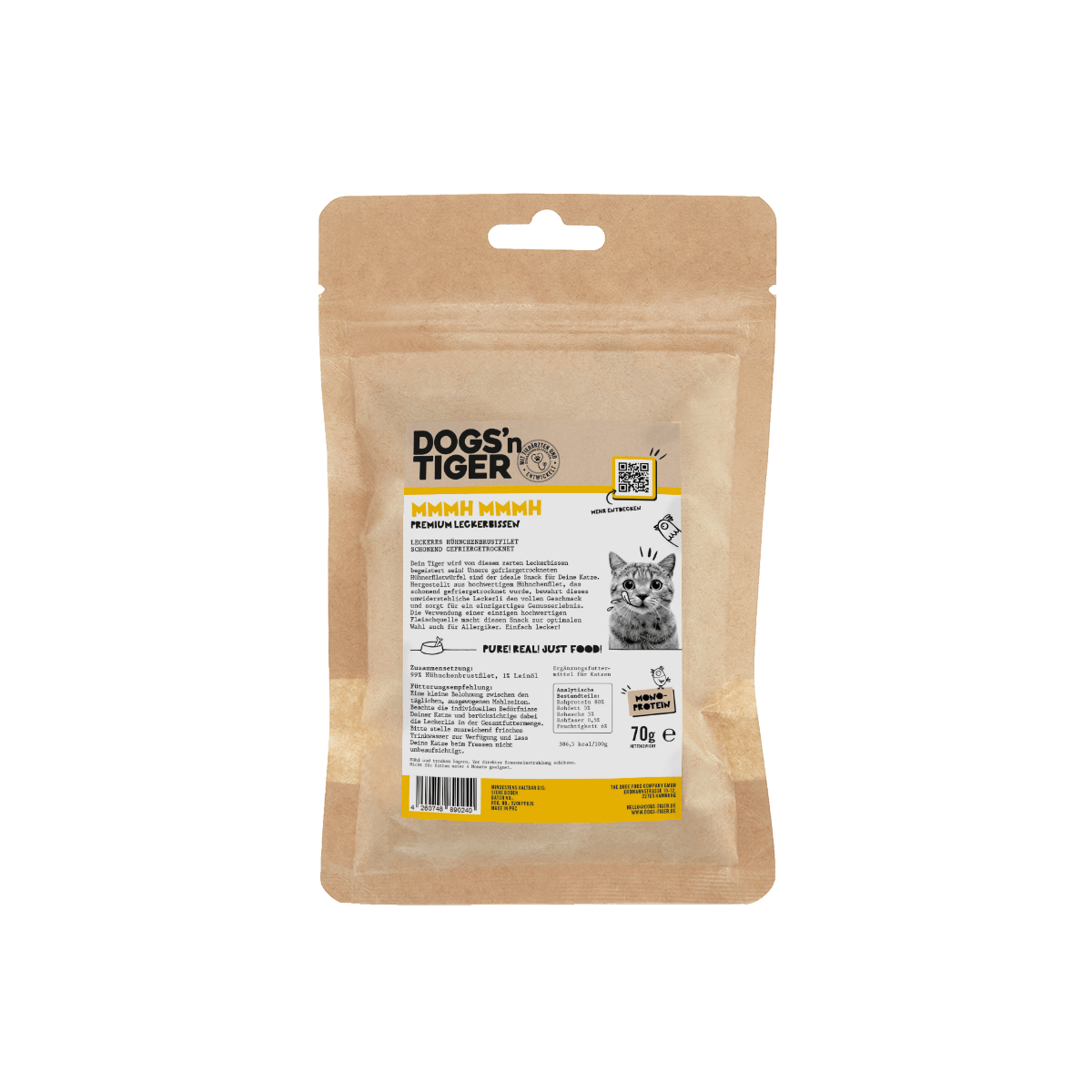 Dogs’n tiger adult cats snacks mmmh mmmh, treats, 99% freezer - dried chicken breast fillet - Tiny Paws Boutique