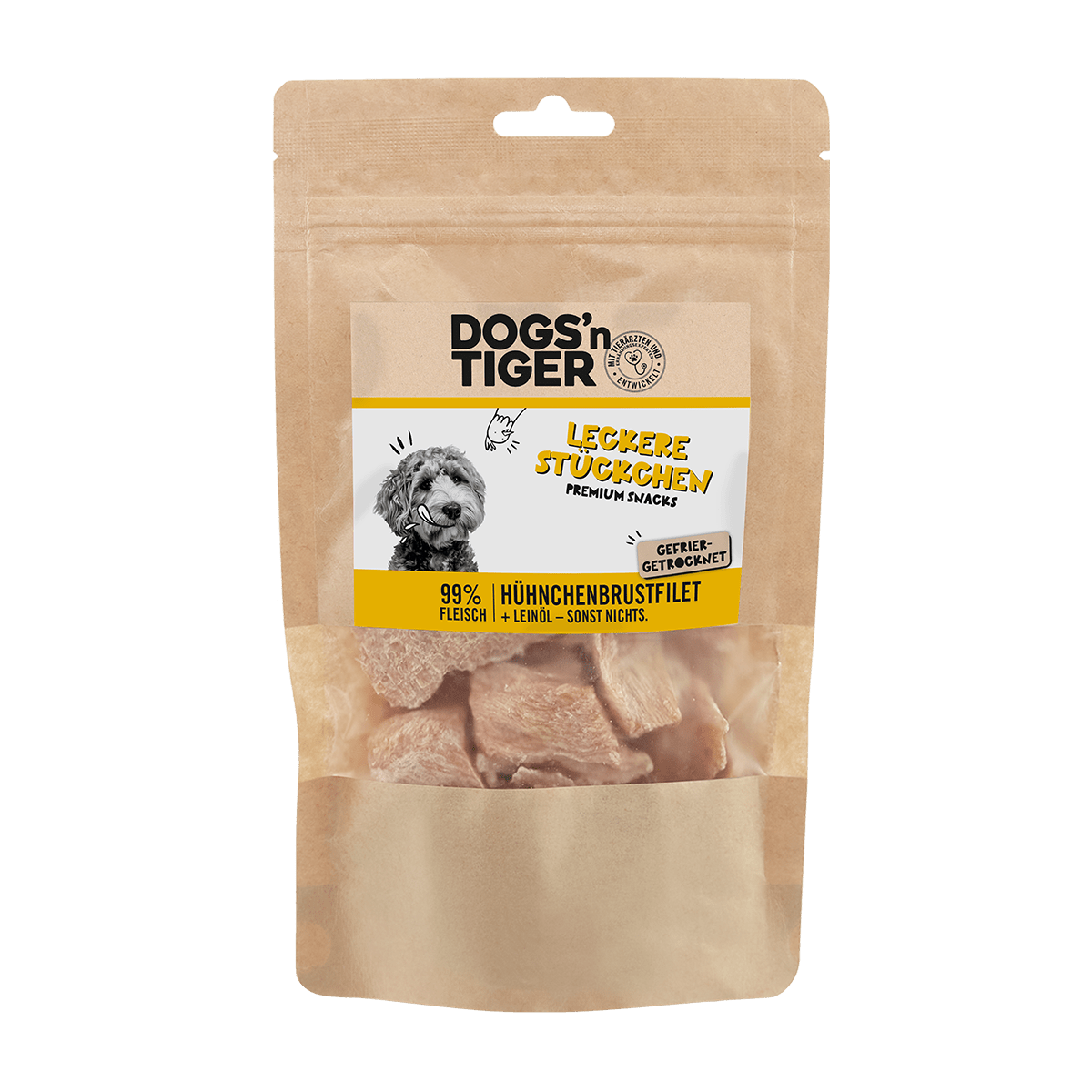 Dogs'n Tiger Adult, dog snacks, delicious pieces, treats, 99% freeze - dried chicken breast fillet - Tiny Paws Boutique
