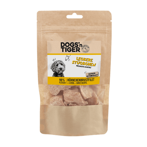 Dogs'n Tiger Adult, dog snacks, delicious pieces, treats, 99% freeze - dried chicken breast fillet - Tiny Paws Boutique