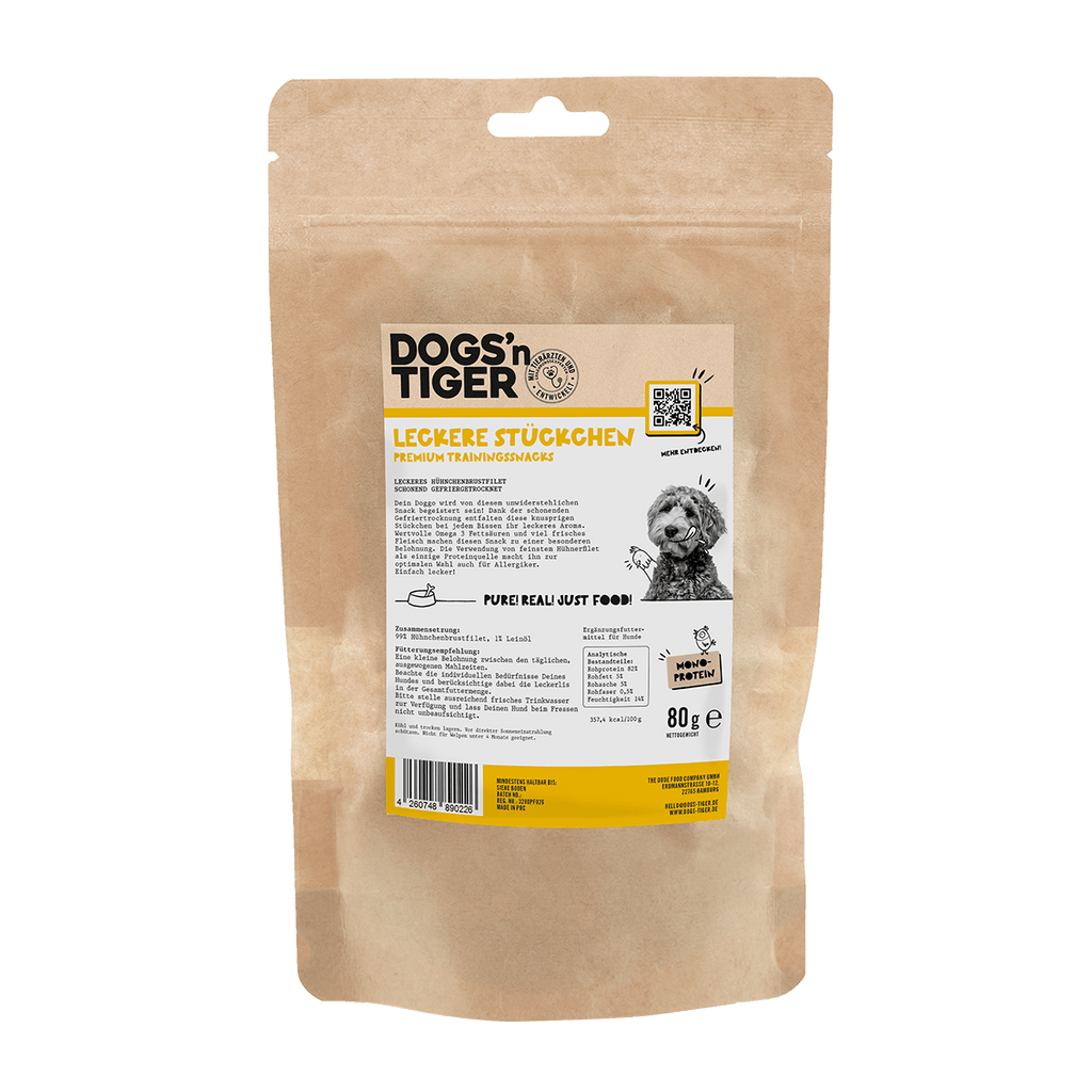 Dogs'n Tiger Adult, dog snacks, delicious pieces, treats, 99% freeze - dried chicken breast fillet - Tiny Paws Boutique