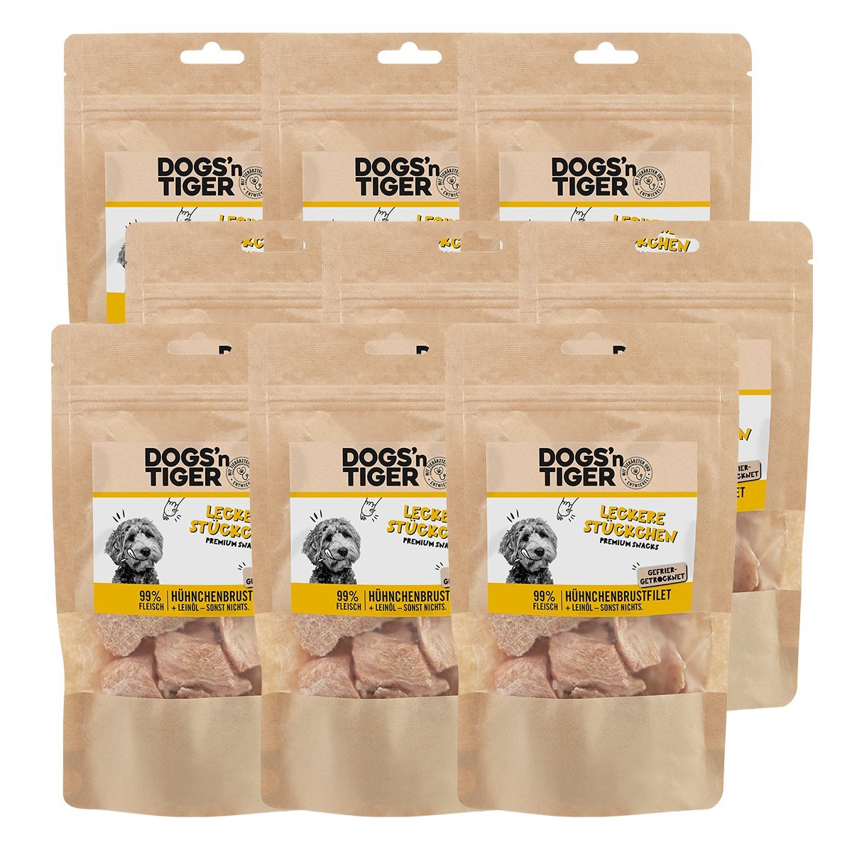 Dogs'n Tiger Adult, dog snacks, delicious pieces, treats, 99% freeze - dried chicken breast fillet - Tiny Paws Boutique