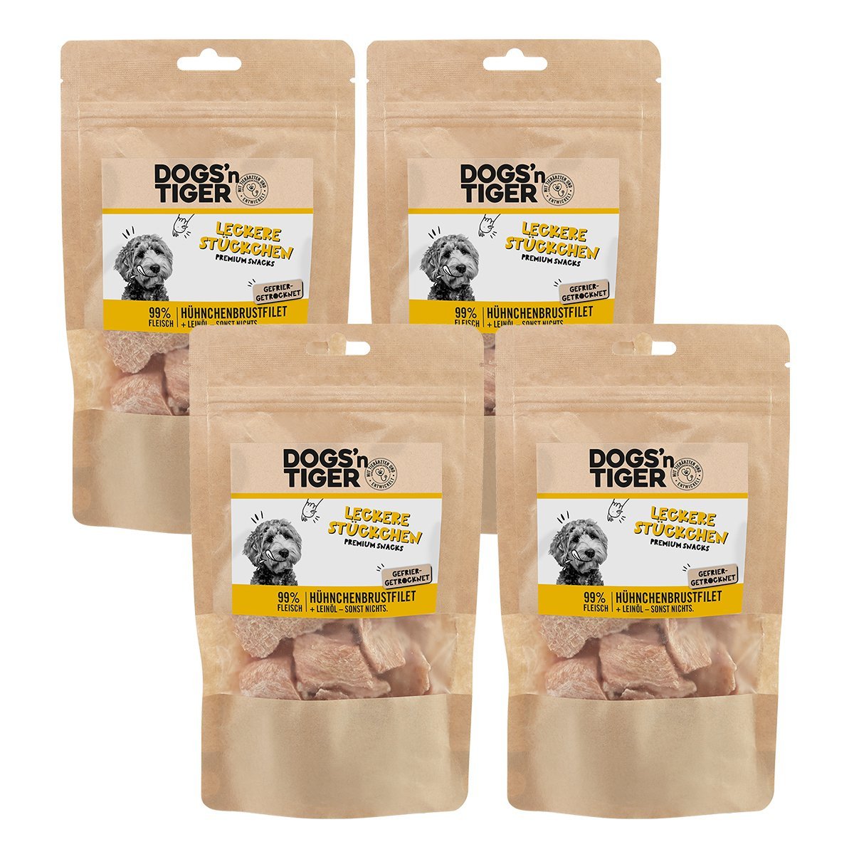 Dogs'n Tiger Adult, dog snacks, delicious pieces, treats, 99% freeze - dried chicken breast fillet - Tiny Paws Boutique