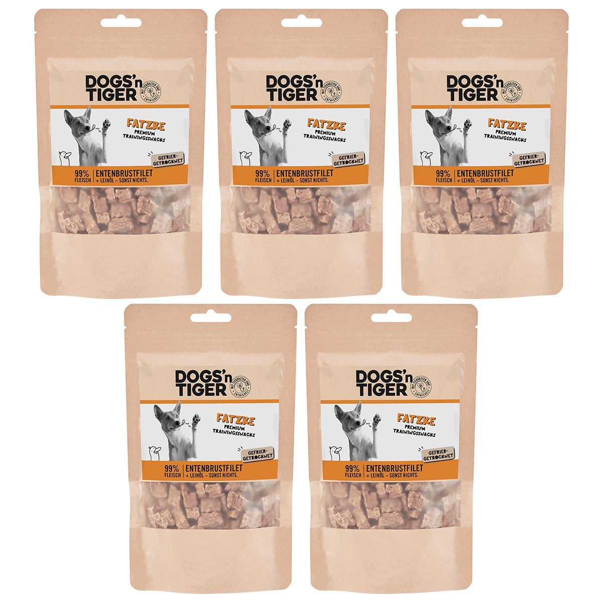 Dogs’n Tiger Adult, Hunde Snacks, Fatzke, Leckerlies, 99% gefriergetrocknetes Entenbrustfilet - Tiny Paws Boutique