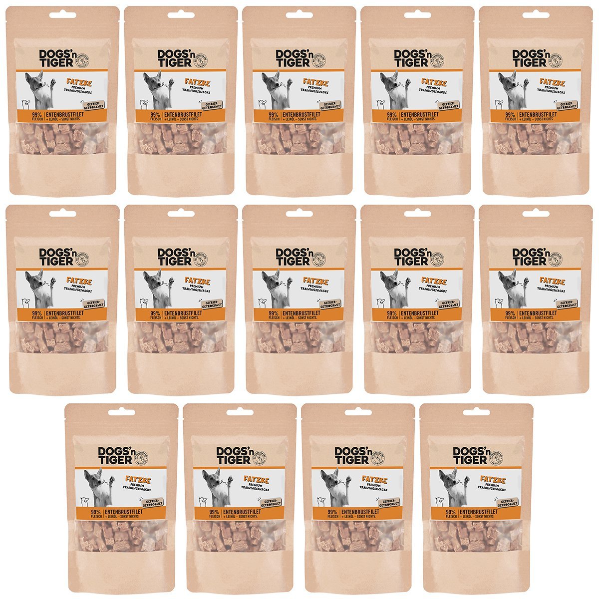 Dogs’n Tiger Adult, Hunde Snacks, Fatzke, Leckerlies, 99% gefriergetrocknetes Entenbrustfilet - Tiny Paws Boutique