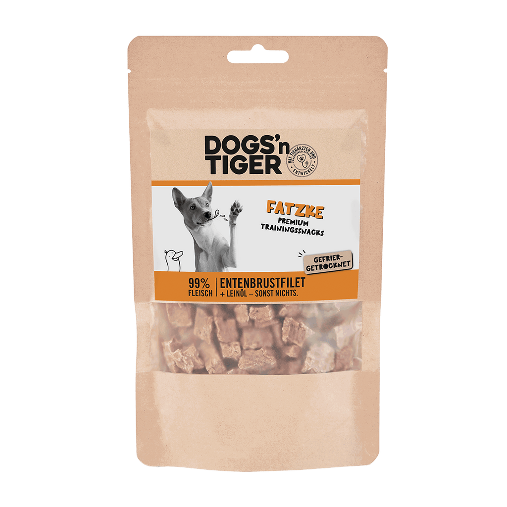 Dogs’n Tiger Adult, Hunde Snacks, Fatzke, Leckerlies, 99% gefriergetrocknetes Entenbrustfilet - Tiny Paws Boutique