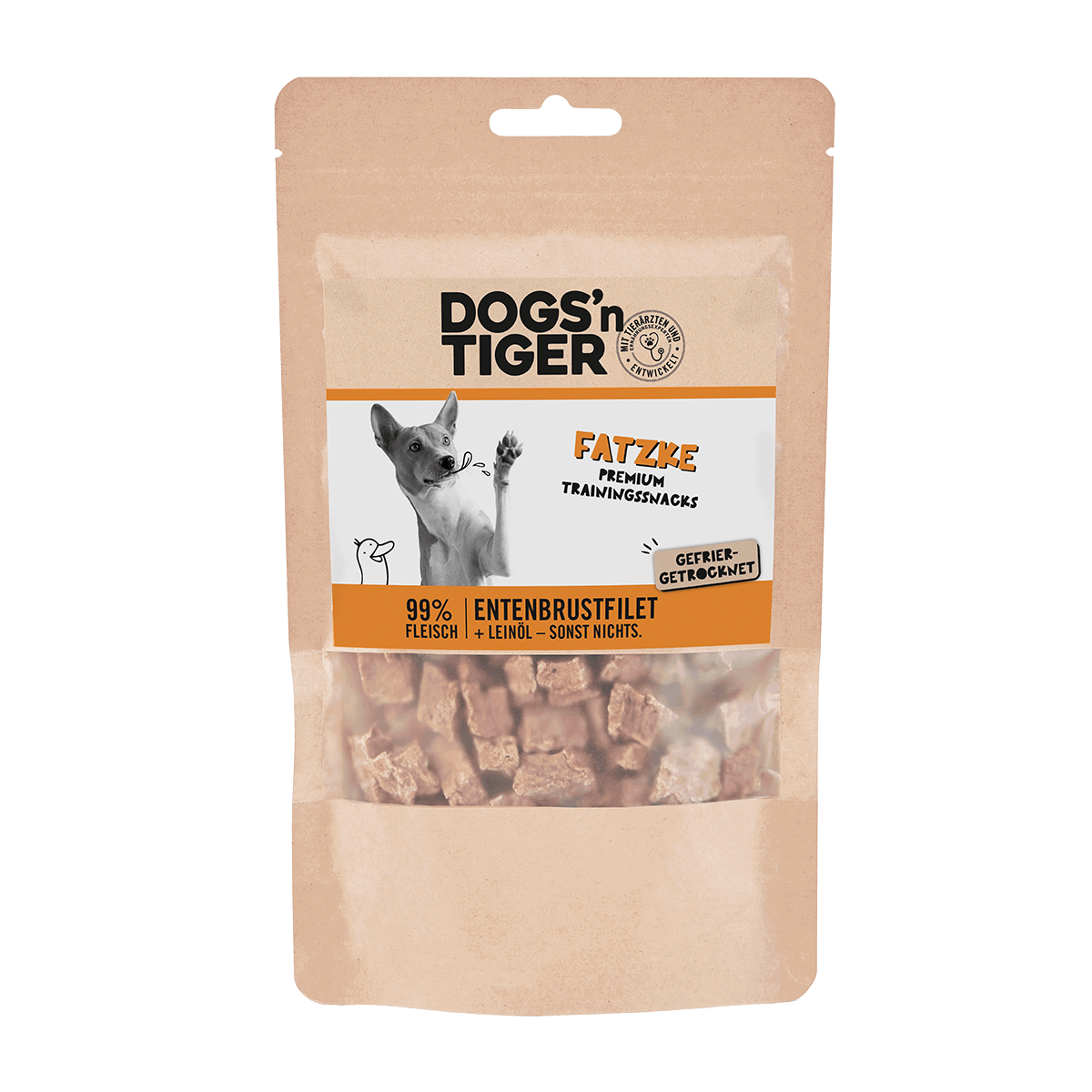 Dogs’n Tiger Adult, Hunde Snacks, Fatzke, Leckerlies, 99% gefriergetrocknetes Entenbrustfilet - Tiny Paws Boutique