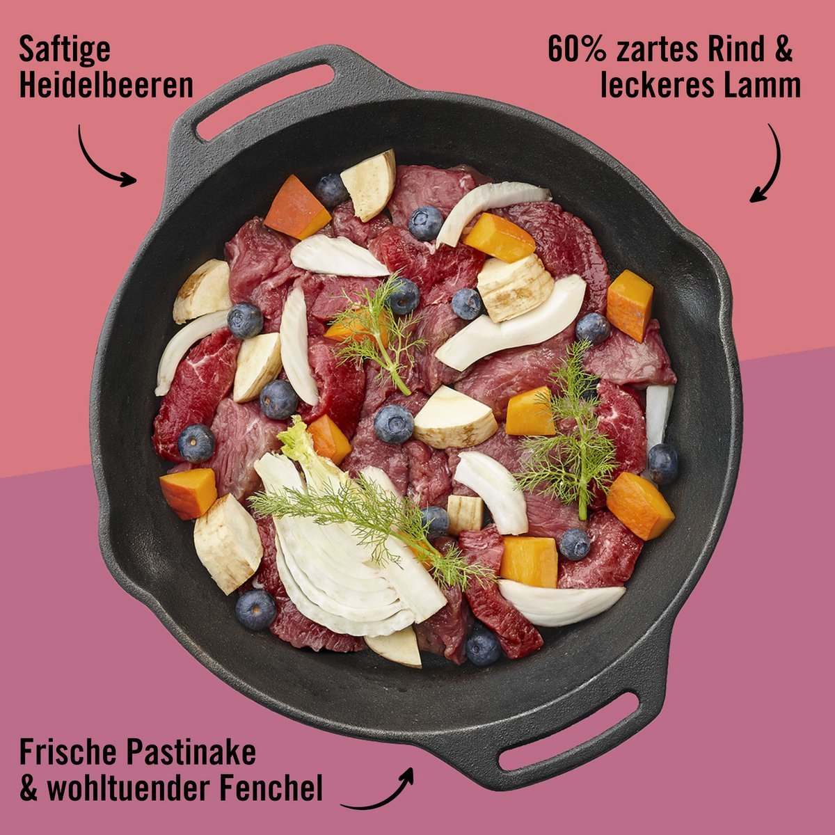 Dogs’n Tiger Adult Hundefutter, Glücksbringer, Nassfutter, Getreidefrei, Rind, Lamm, Pastinake & Heidelbeeren - Tiny Paws Boutique