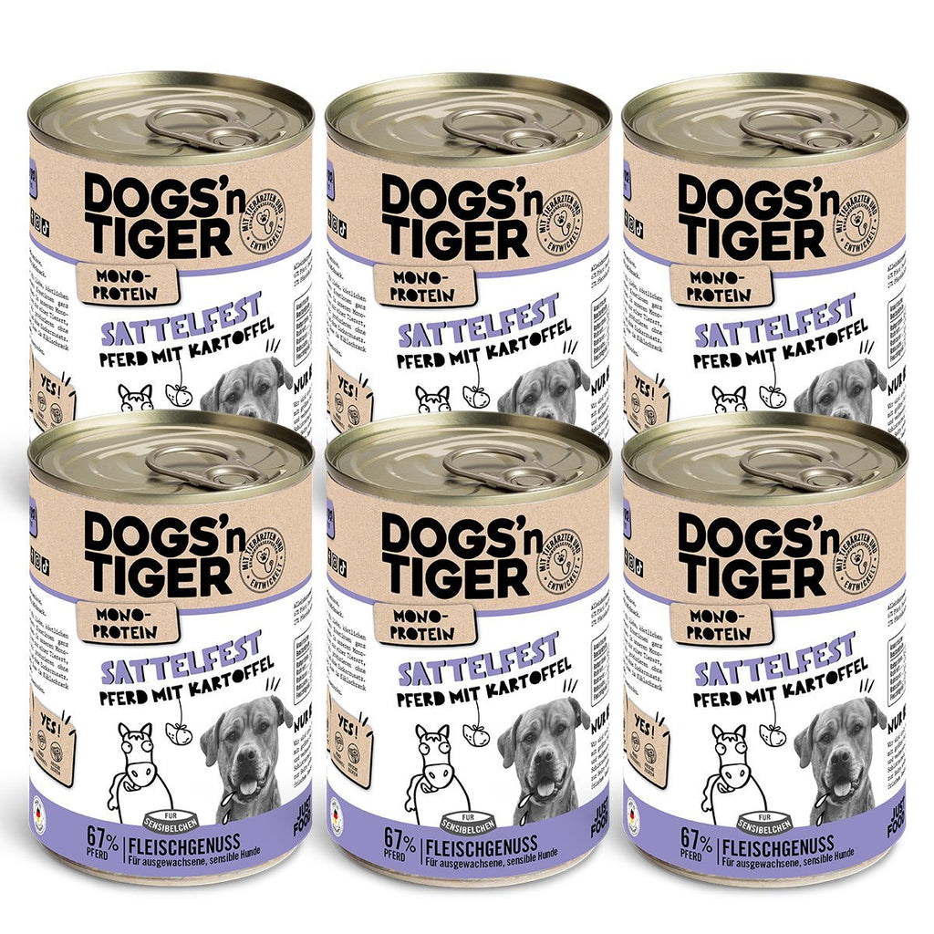 Dogs’n Tiger Adult Hundefutter, Nassfutter, Sattelfest, Getreidefrei, hypoallergen, Monoprotein, Pferd & Kartoffel - Tiny Paws Boutique