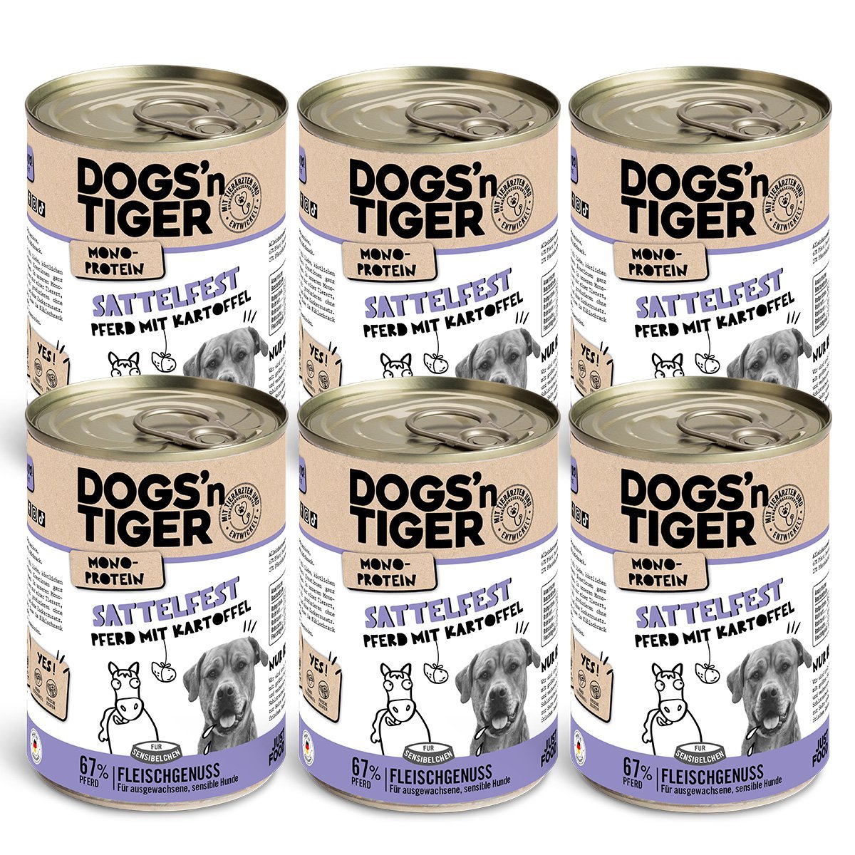 Dogs’n Tiger Adult Hundefutter, Nassfutter, Sattelfest, Getreidefrei, hypoallergen, Monoprotein, Pferd & Kartoffel - Tiny Paws Boutique