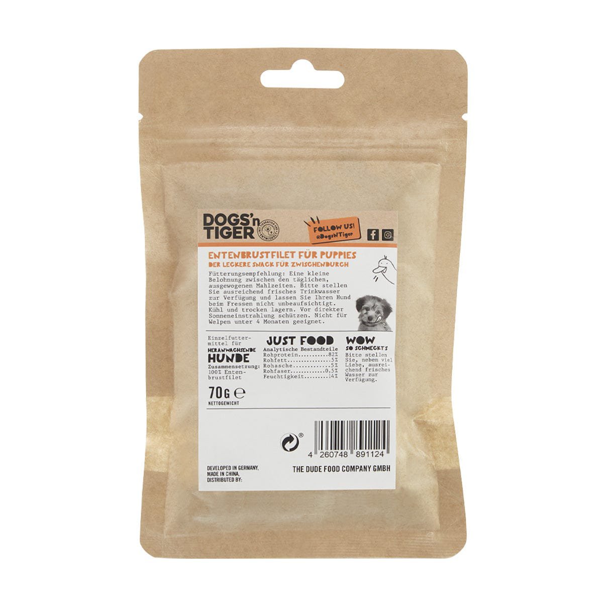 Dogs’n Tiger Adult, Junior Dog Snacks, Wunderkind, Treats, 100% freeze - dried duck breast fillet - Tiny Paws Boutique