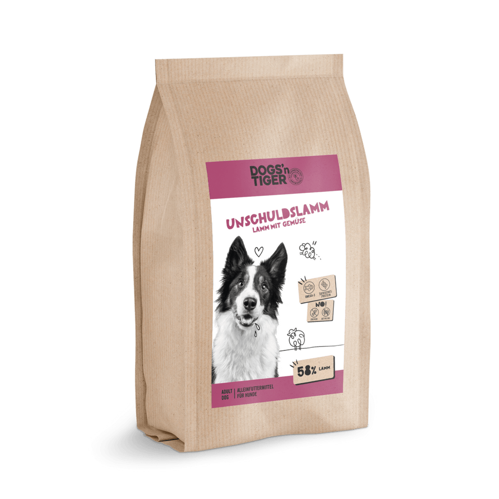 Dogs’n Tiger Adult Premium Hunde Futter, Unschuldslamm, Trockenfutter, Getreidefrei, Lamm & Kräuter - Tiny Paws Boutique