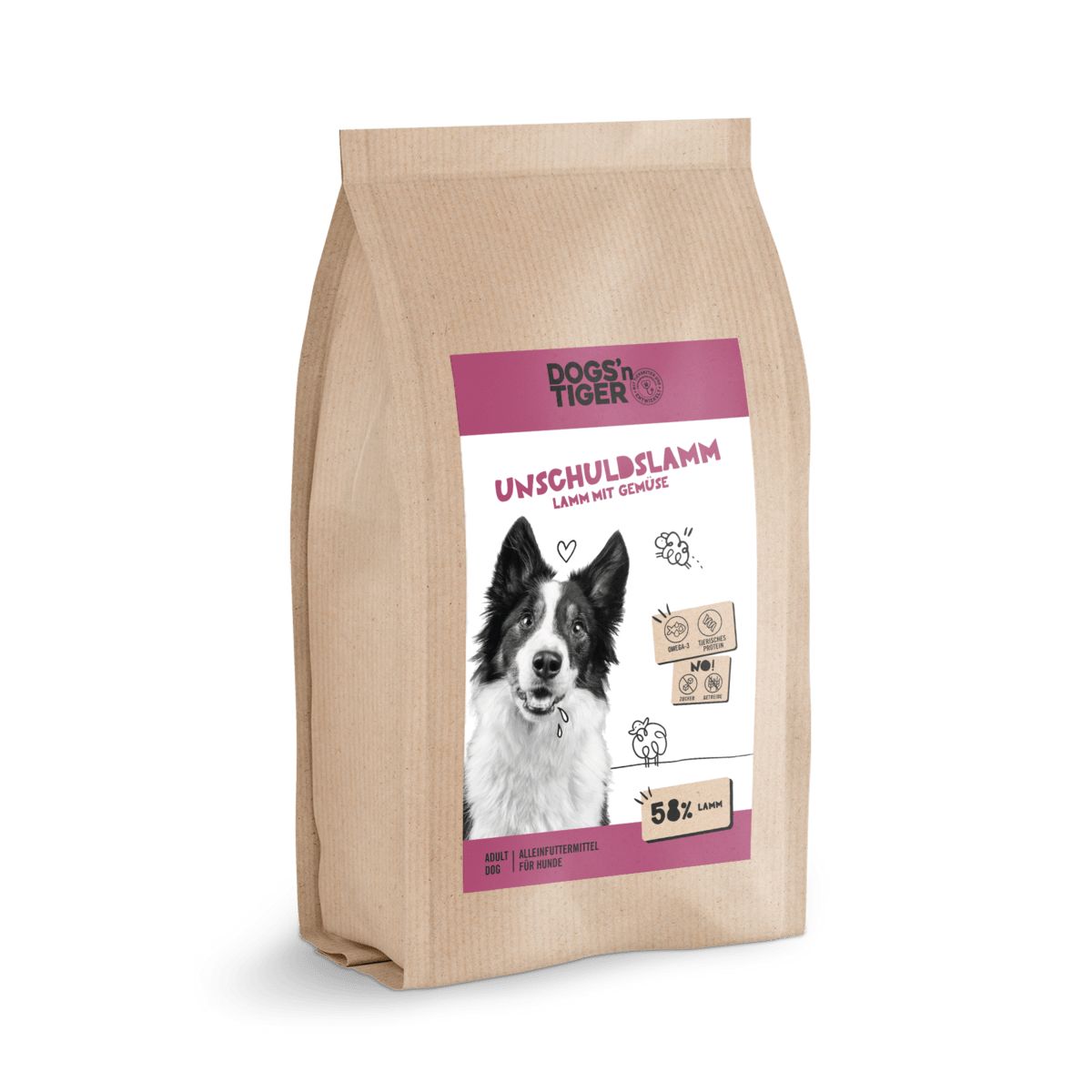 Dogs’n Tiger Adult Premium Hunde Futter, Unschuldslamm, Trockenfutter, Getreidefrei, Lamm & Kräuter - Tiny Paws Boutique