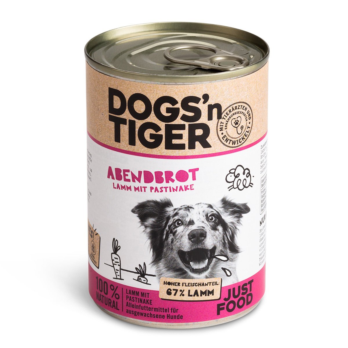 Dogs’n Tiger Adult Premium Hundefutter, Abendbrot, Nassfutter, Getreidefrei, Lamm, Pastinake & Gesund - Kräuterpaket - Tiny Paws Boutique