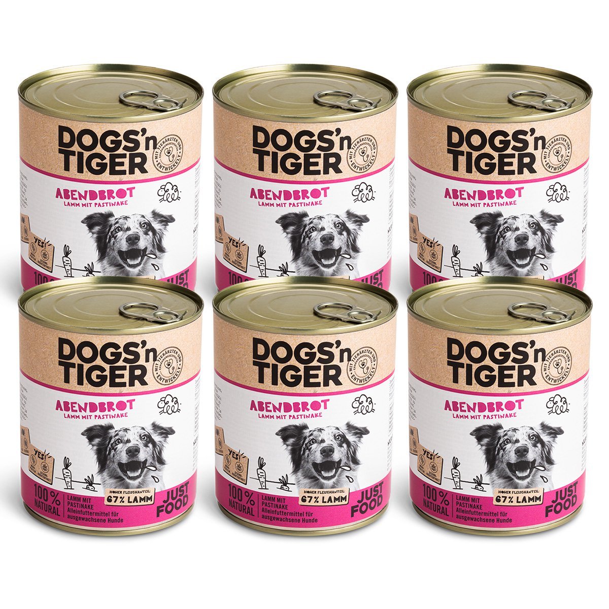 Dogs’n Tiger Adult Premium Hundefutter, Abendbrot, Nassfutter, Getreidefrei, Lamm, Pastinake & Gesund - Kräuterpaket - Tiny Paws Boutique