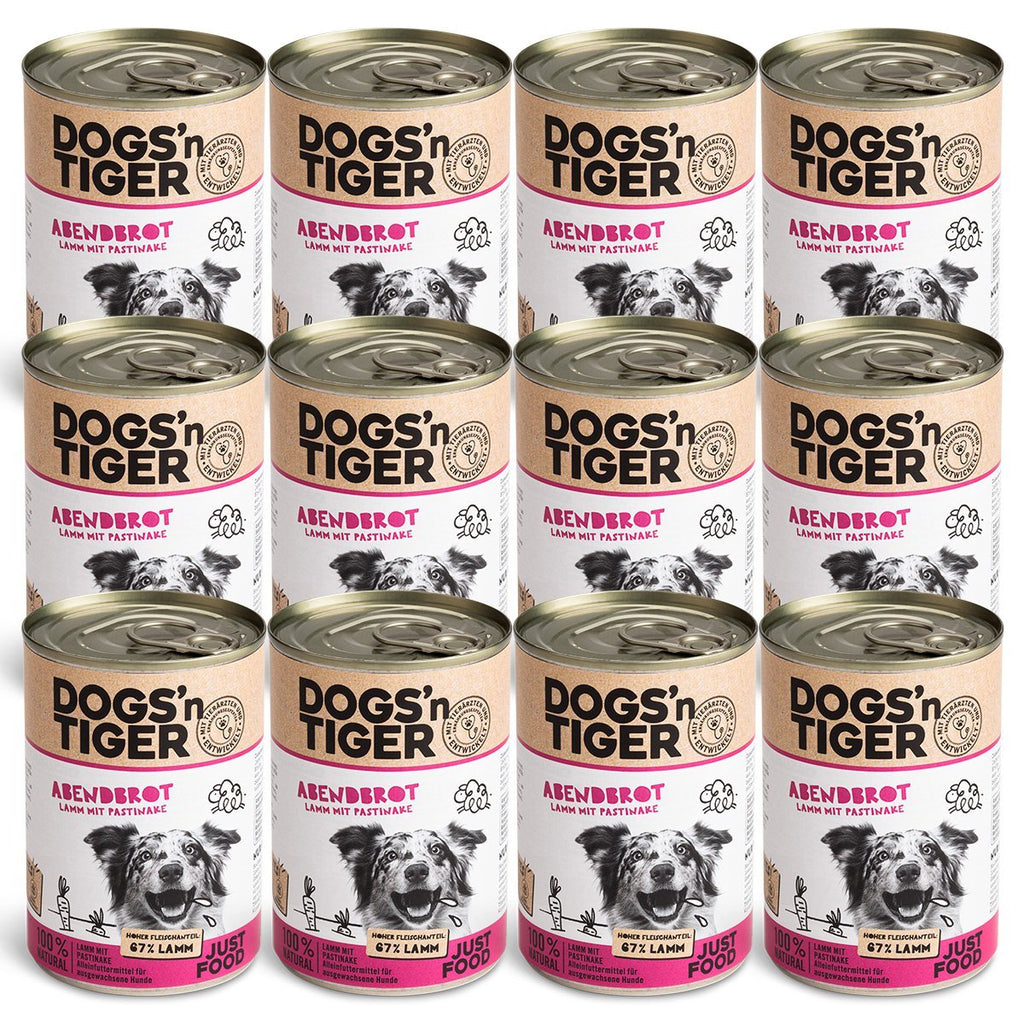 Dogs’n Tiger Adult Premium Hundefutter, Abendbrot, Nassfutter, Getreidefrei, Lamm, Pastinake & Gesund - Kräuterpaket - Tiny Paws Boutique