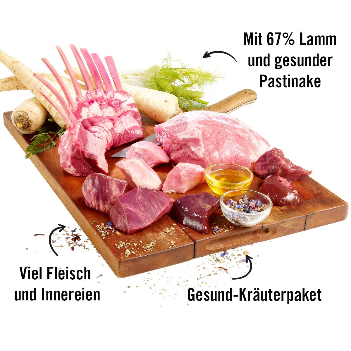 Dogs’n Tiger Adult Premium Hundefutter, Abendbrot, Nassfutter, Getreidefrei, Lamm, Pastinake & Gesund - Kräuterpaket - Tiny Paws Boutique