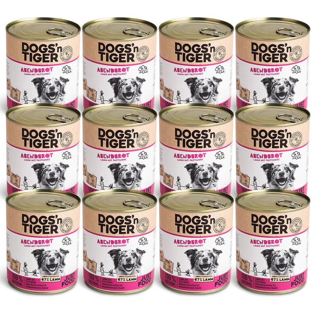 Dogs’n Tiger Adult Premium Hundefutter, Abendbrot, Nassfutter, Getreidefrei, Lamm, Pastinake & Gesund - Kräuterpaket - Tiny Paws Boutique