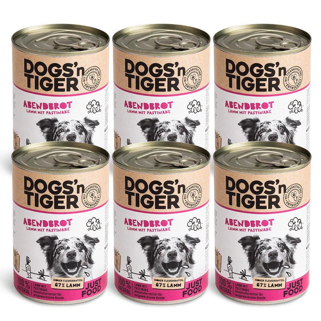 Dogs’n Tiger Adult Premium Hundefutter, Abendbrot, Nassfutter, Getreidefrei, Lamm, Pastinake & Gesund - Kräuterpaket - Tiny Paws Boutique