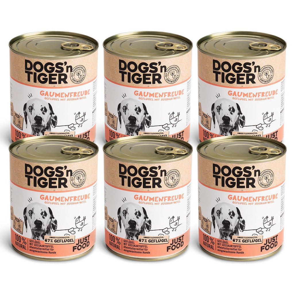 Dogs’n Tiger Adult Premium Hundefutter, Nassfutter, Getreidefrei, Gaumenfreude, Geflügel & Süßkartoffel - Tiny Paws Boutique