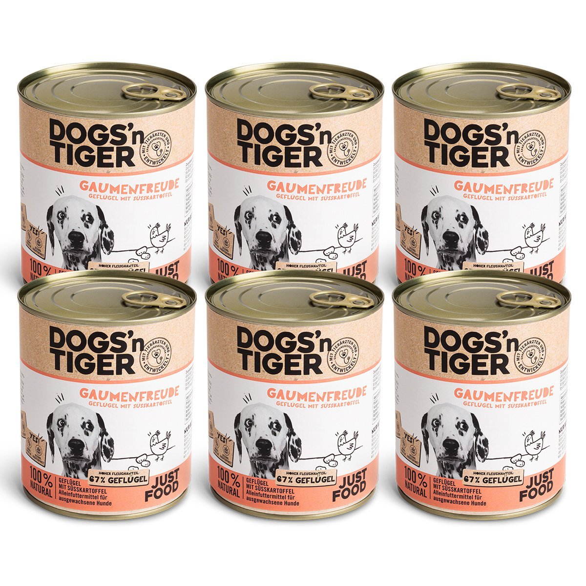 Dogs’n Tiger Adult Premium Hundefutter, Nassfutter, Getreidefrei, Gaumenfreude, Geflügel & Süßkartoffel - Tiny Paws Boutique