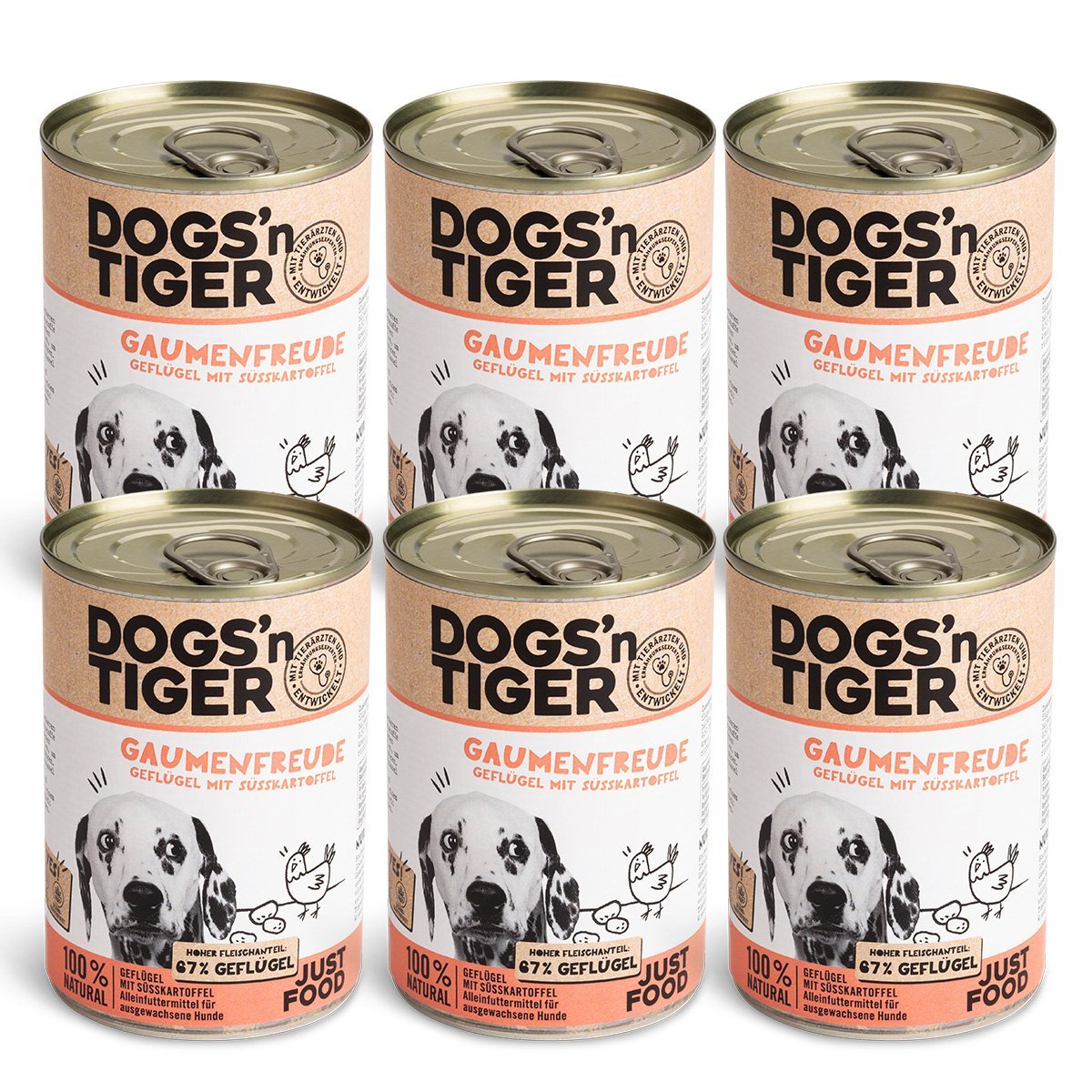 Dogs’n Tiger Adult Premium Hundefutter, Nassfutter, Getreidefrei, Gaumenfreude, Geflügel & Süßkartoffel - Tiny Paws Boutique