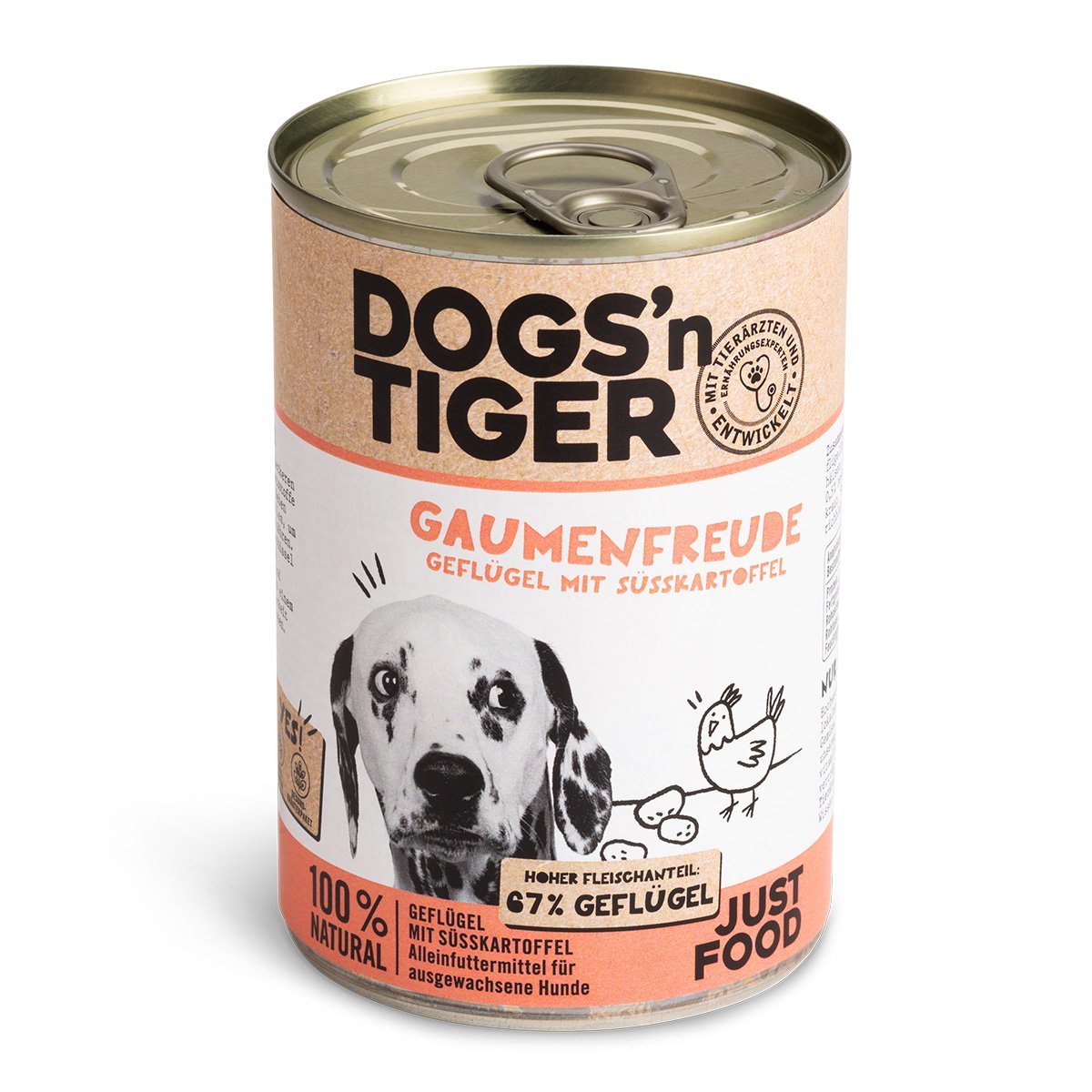 Dogs’n Tiger Adult Premium Hundefutter, Nassfutter, Getreidefrei, Gaumenfreude, Geflügel & Süßkartoffel - Tiny Paws Boutique