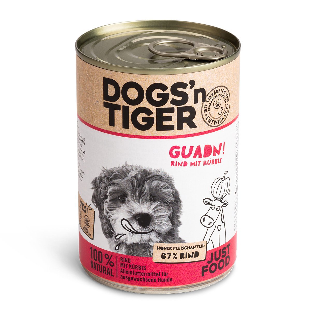 Dogs’n Tiger Adult Premium Hundefutter, Nassfutter, Getreidefrei, Guadn, Rind & Kürbis - Tiny Paws Boutique