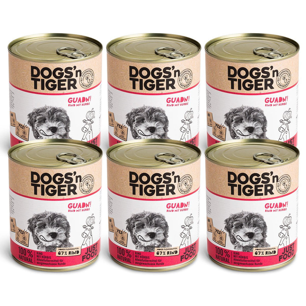 Dogs’n Tiger Adult Premium Hundefutter, Nassfutter, Getreidefrei, Guadn, Rind & Kürbis - Tiny Paws Boutique