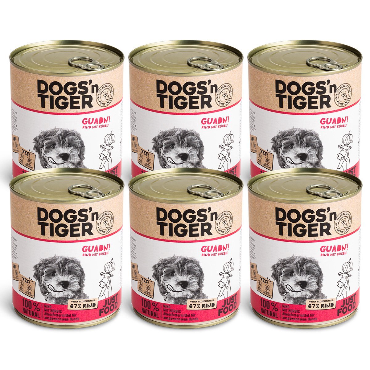 Dogs’n Tiger Adult Premium Hundefutter, Nassfutter, Getreidefrei, Guadn, Rind & Kürbis - Tiny Paws Boutique