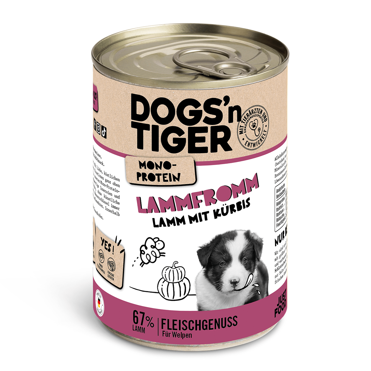 Dogs’n Tiger Junior, dog food, lamb fromm, wet dog food, puppy food, monoproteins, lamb & pumpkin - Tiny Paws Boutique