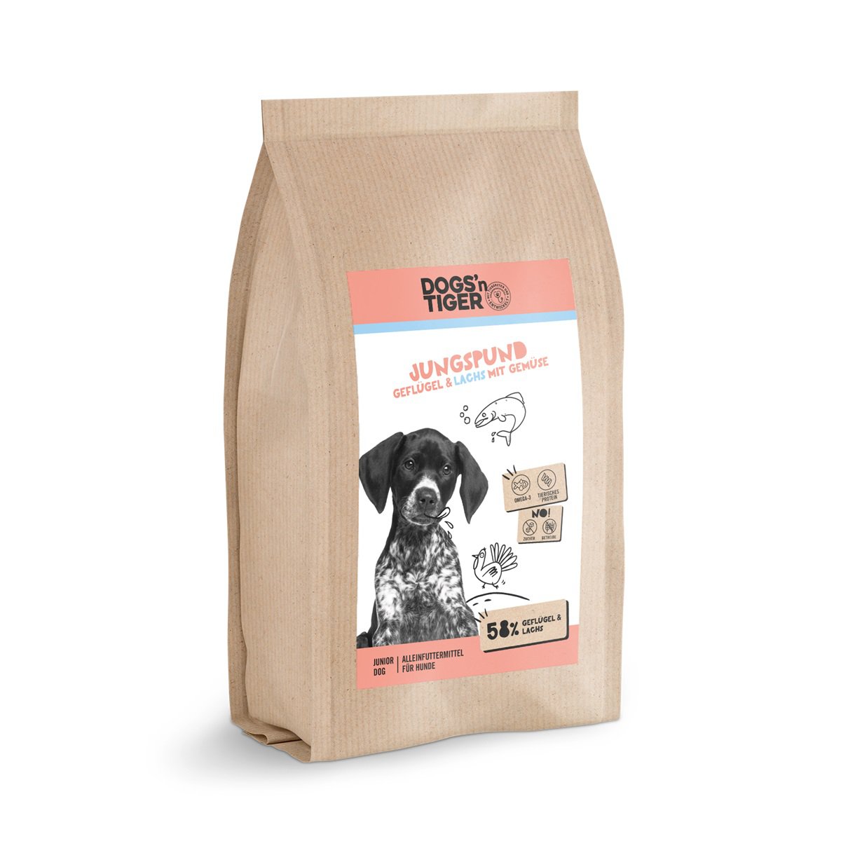 Dogs’n Tiger Junior Premium dog food, young puppies, dry puppy food, grain - free, salmon & turkey - Tiny Paws Boutique