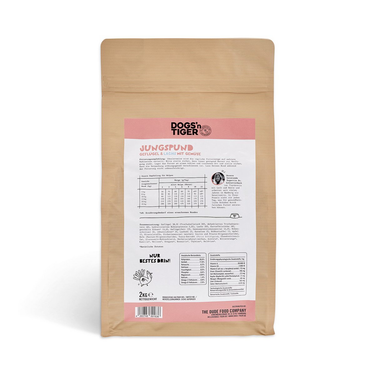 Dogs’n Tiger Junior Premium dog food, young puppies, dry puppy food, grain - free, salmon & turkey - Tiny Paws Boutique
