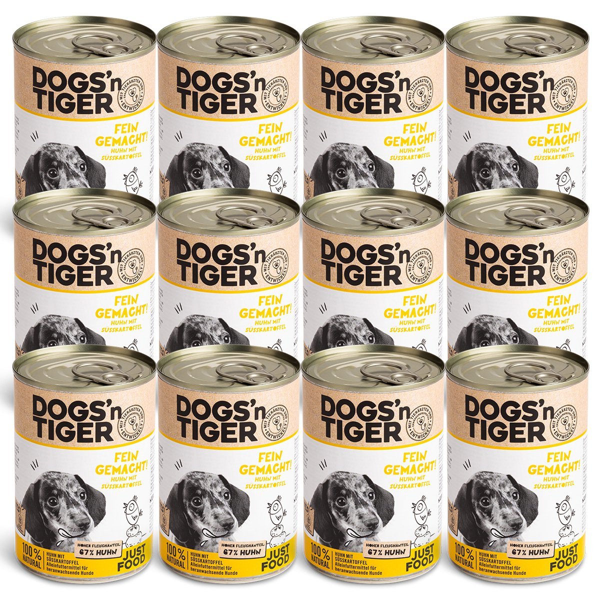 Dogs'n Tiger Junior, puppy premium dog food, wet food, grain - free, finely made, chicken & sweet potato - Tiny Paws Boutique