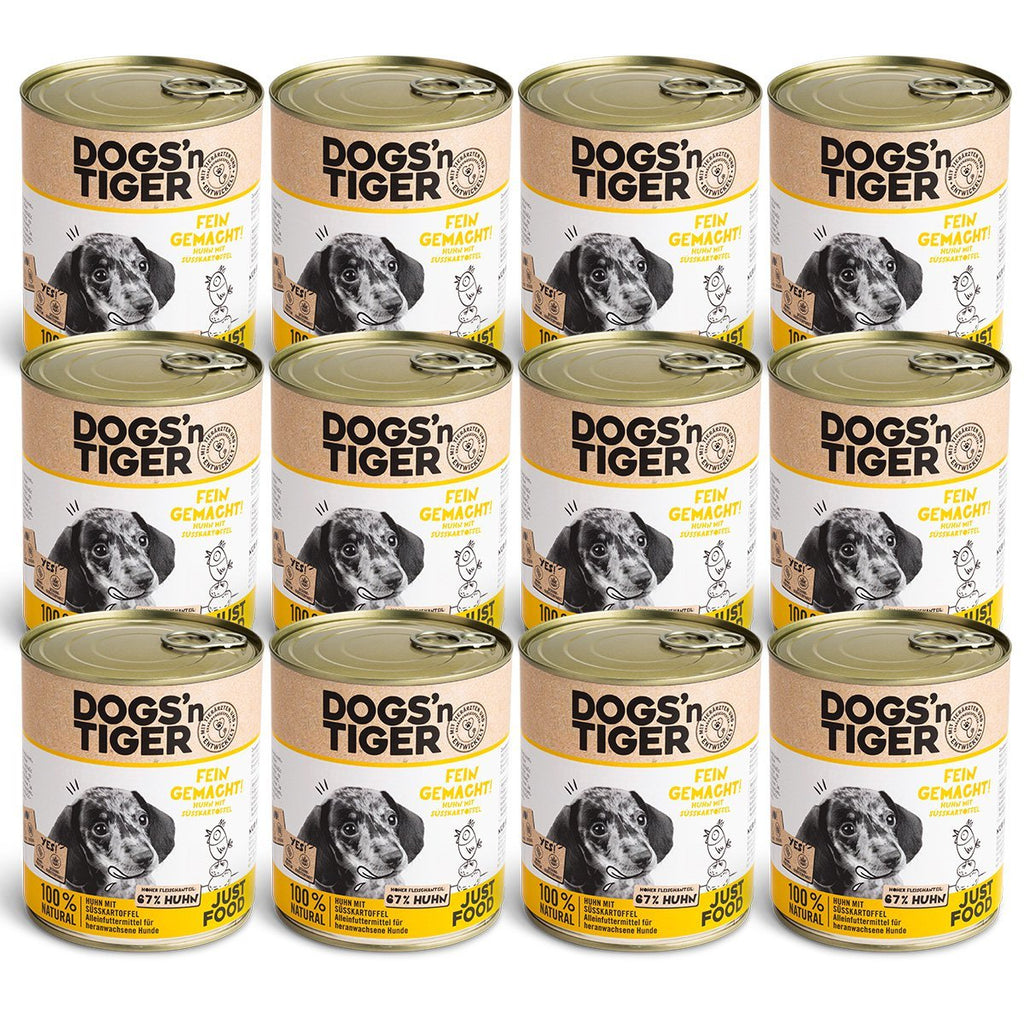 Dogs'n Tiger Junior, puppy premium dog food, wet food, grain - free, finely made, chicken & sweet potato - Tiny Paws Boutique