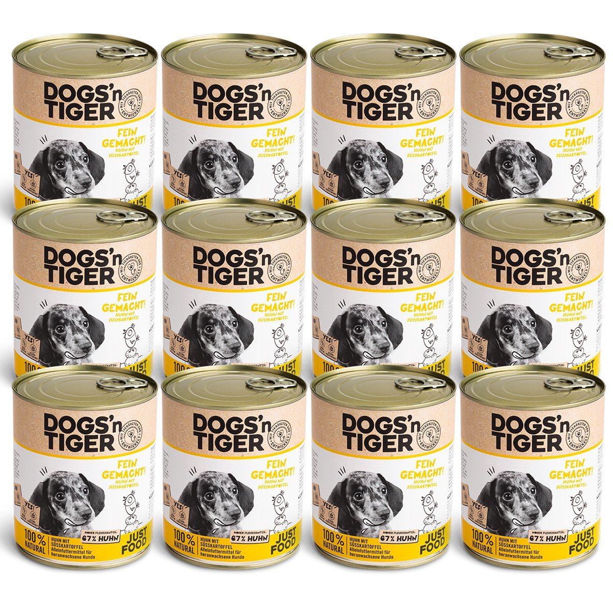 Dogs'n Tiger Junior, puppy premium dog food, wet food, grain - free, finely made, chicken & sweet potato - Tiny Paws Boutique