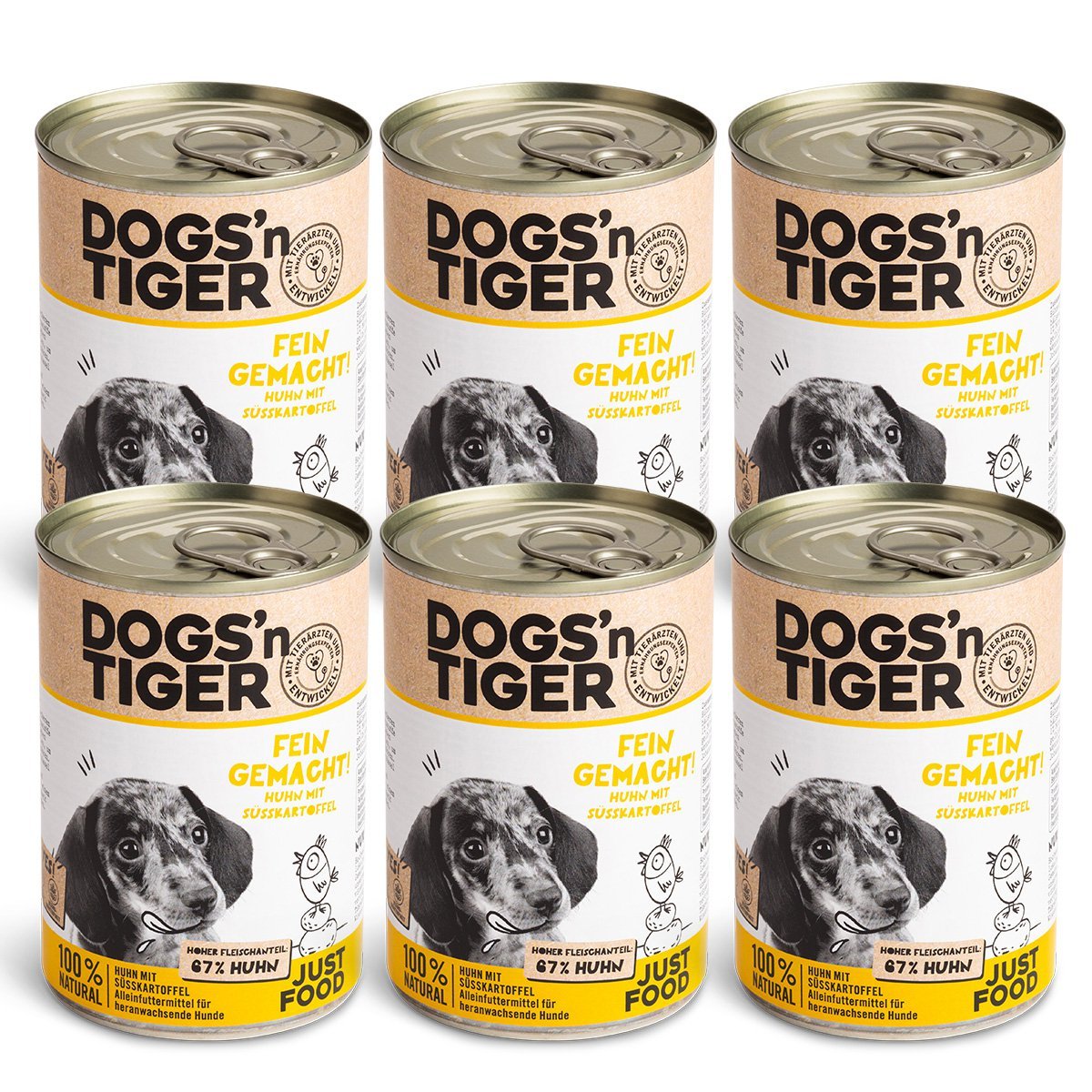 Dogs'n Tiger Junior, puppy premium dog food, wet food, grain - free, finely made, chicken & sweet potato - Tiny Paws Boutique
