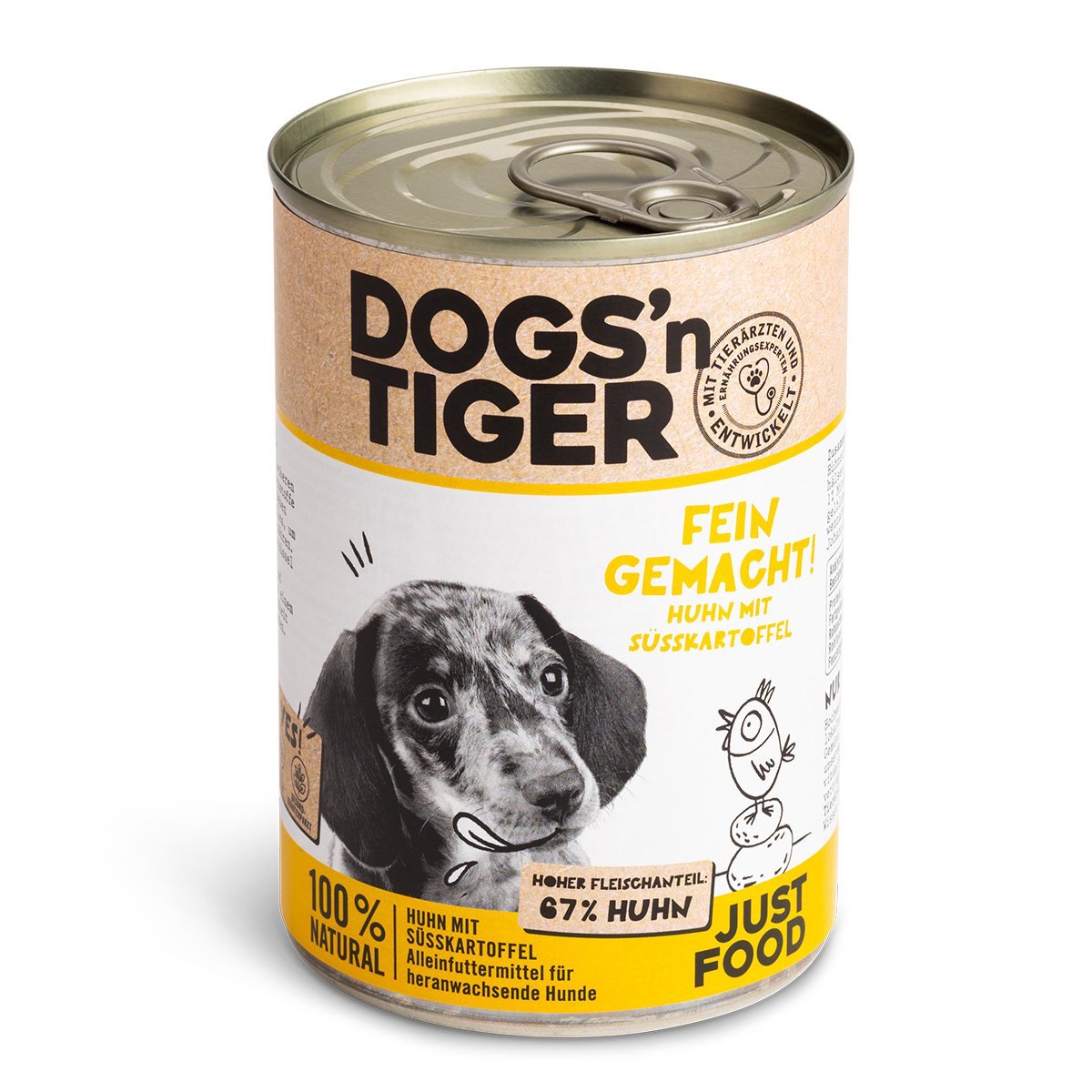 Dogs'n Tiger Junior, puppy premium dog food, wet food, grain - free, finely made, chicken & sweet potato - Tiny Paws Boutique