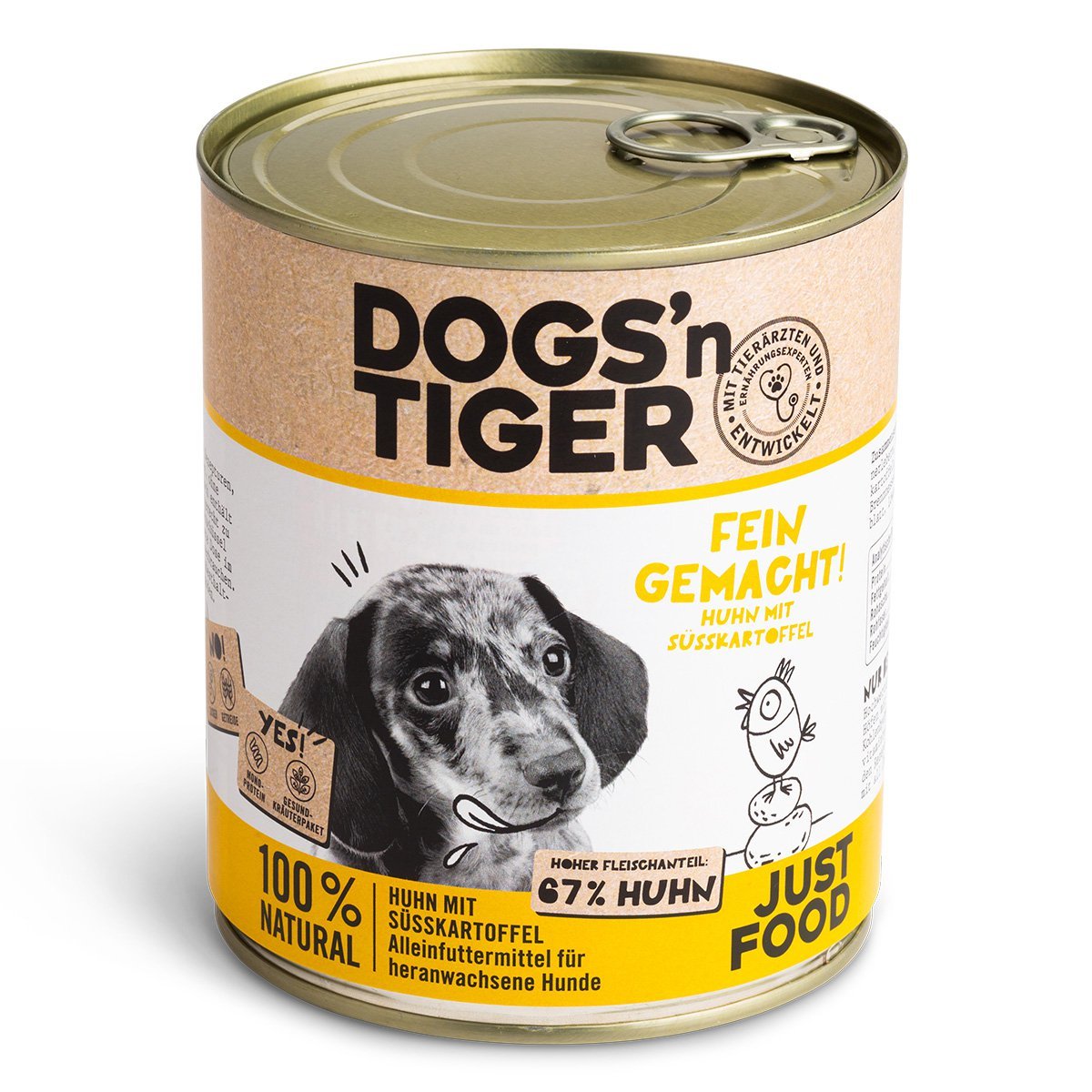 Dogs'n Tiger Junior, puppy premium dog food, wet food, grain - free, finely made, chicken & sweet potato - Tiny Paws Boutique